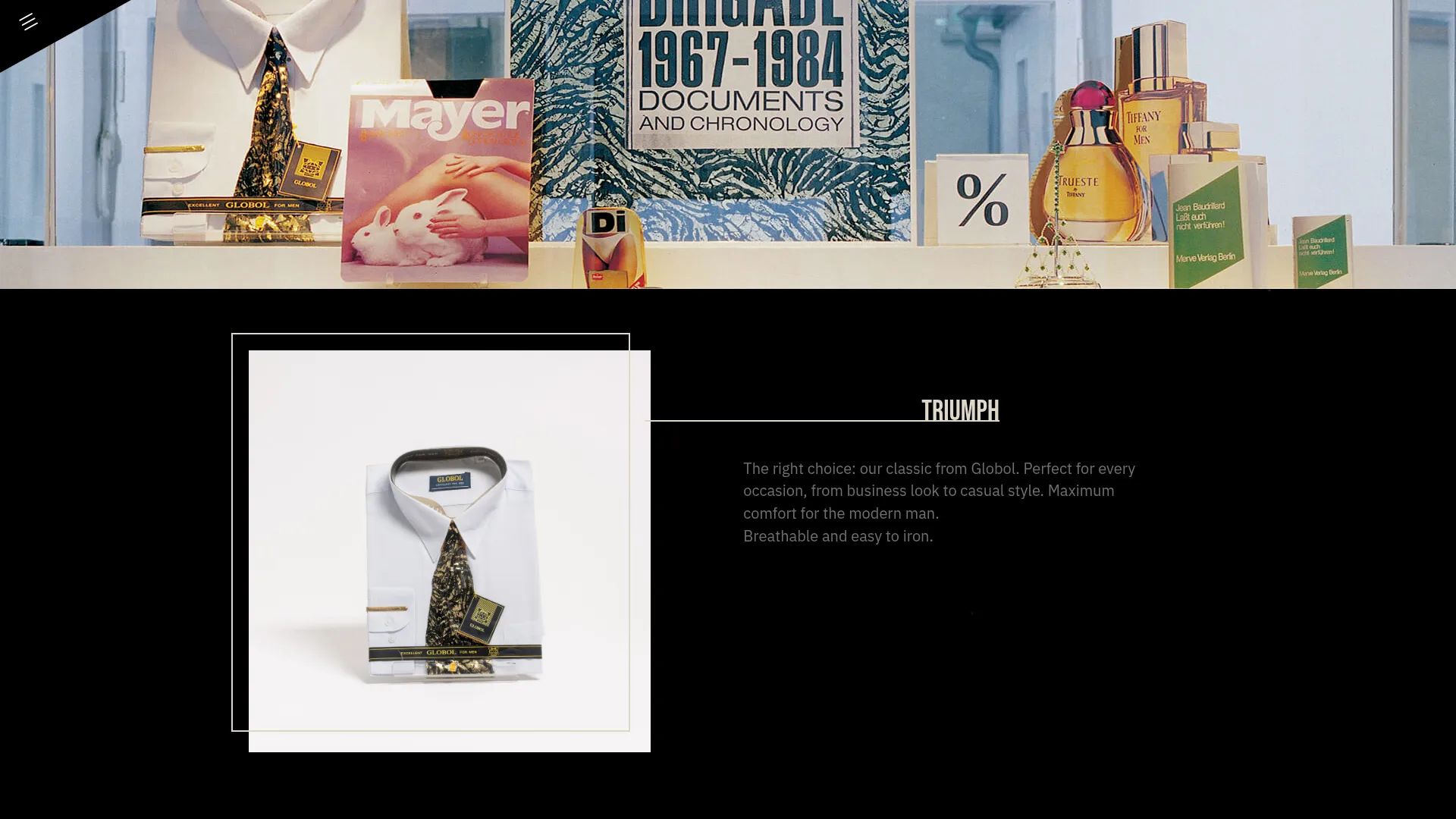 A product page of the fake webshop, in a tidy advertising tone.